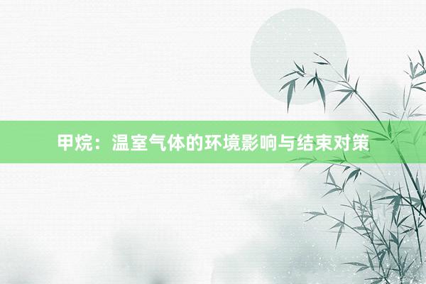 甲烷：温室气体的环境影响与结束对策